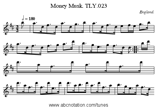 Money Musk. TLY.023 - staff notation