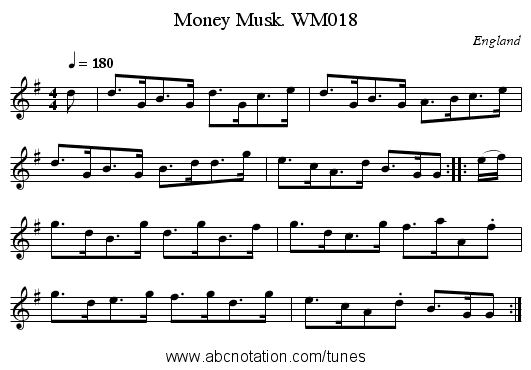 Money Musk. WM018 - staff notation