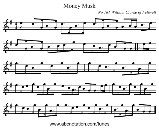 Money Musk - staff notation