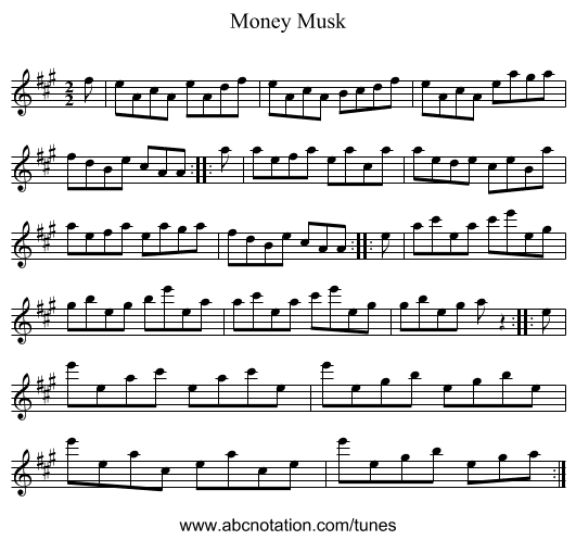 Money Musk - staff notation