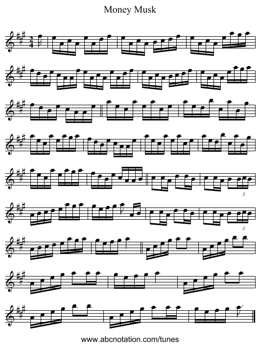 Money Musk - staff notation