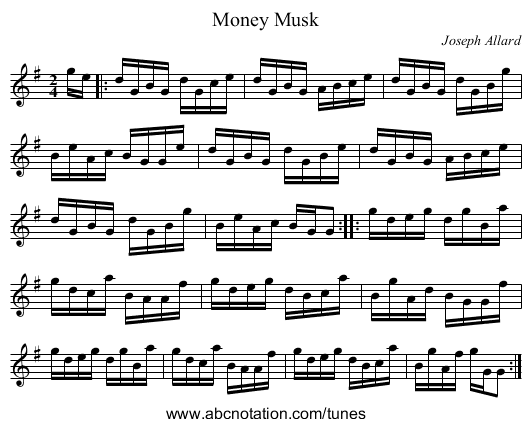 Money Musk - staff notation