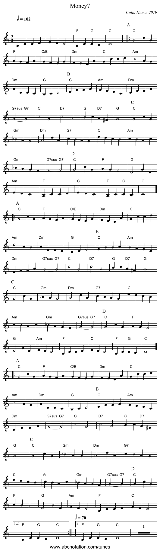 Money7 - staff notation