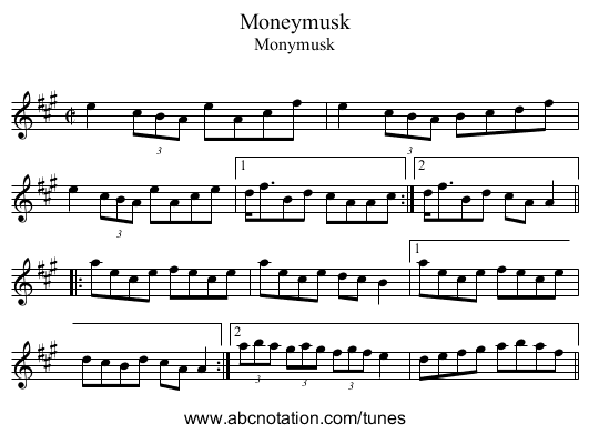 Moneymusk - staff notation