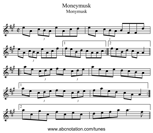 Moneymusk - staff notation