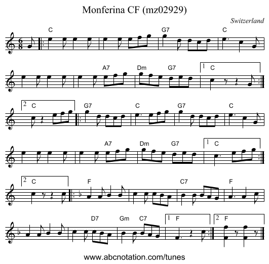 Monferina CF (mz02929) - staff notation