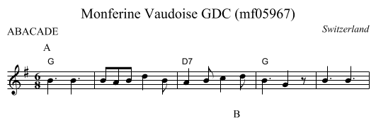 Monferine Vaudoise GDC (mf05967) - staff notation