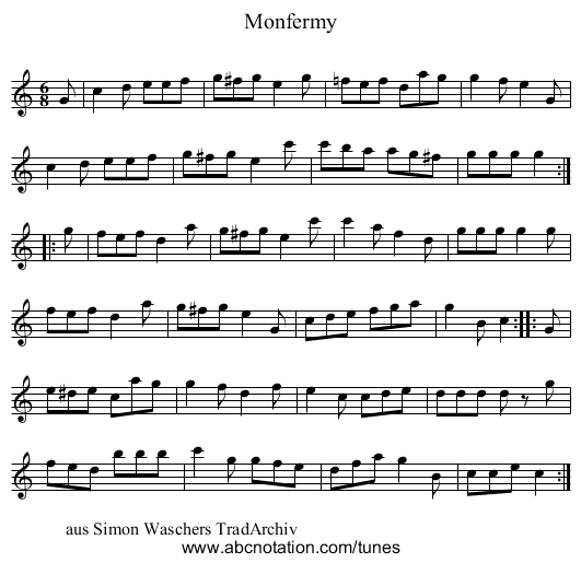 Monfermy - staff notation