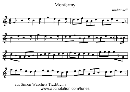 Monfermy - staff notation