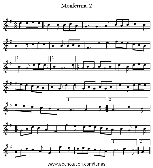 Monferrina 2 - staff notation