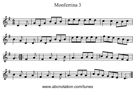 Monferrina 3 - staff notation