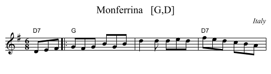 Monferrina   [G,D] - staff notation