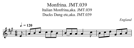 Monfrina. JMT.039 - staff notation