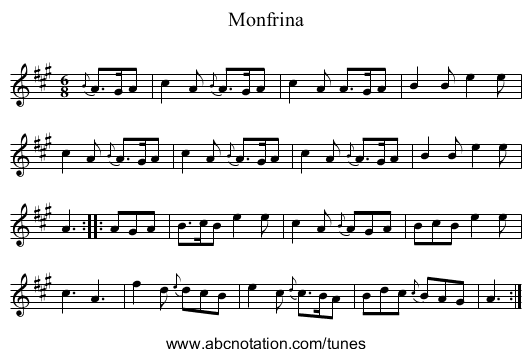 Monfrina - staff notation
