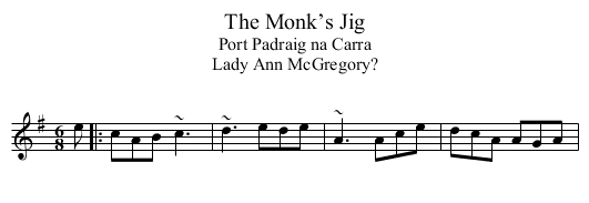Monk’s Jig, The  - staff notation