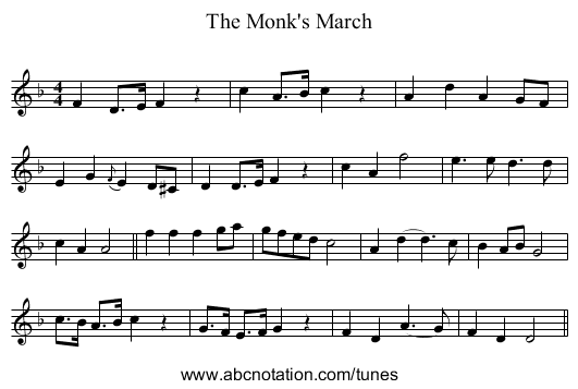 Monk's March, The - staff notation