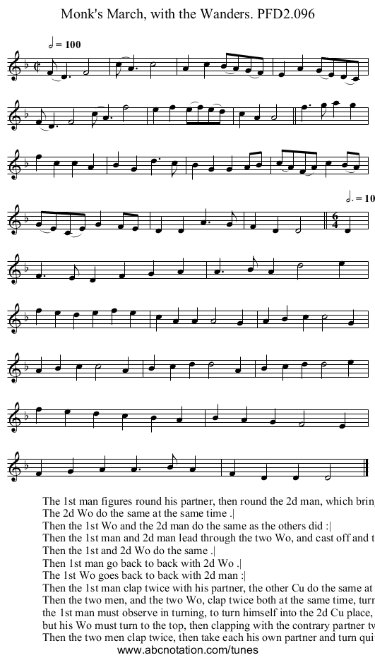 Monk's March, with the Wanders. PFD2.096 - staff notation