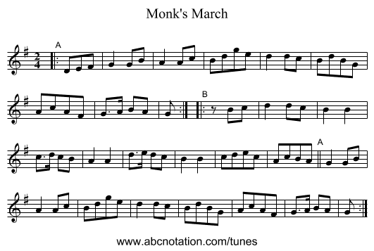 Monk's March - staff notation
