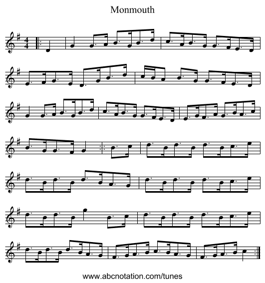 Monmouth - staff notation