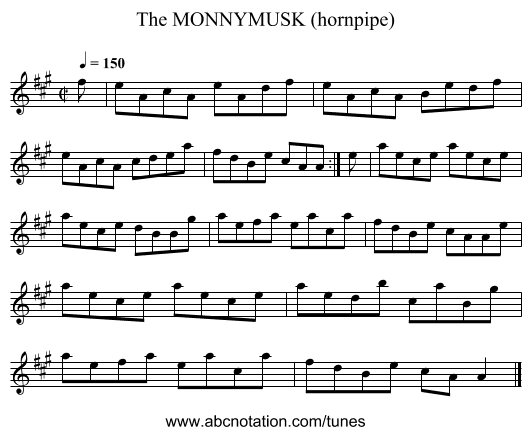 MONNYMUSK (hornpipe), The - staff notation