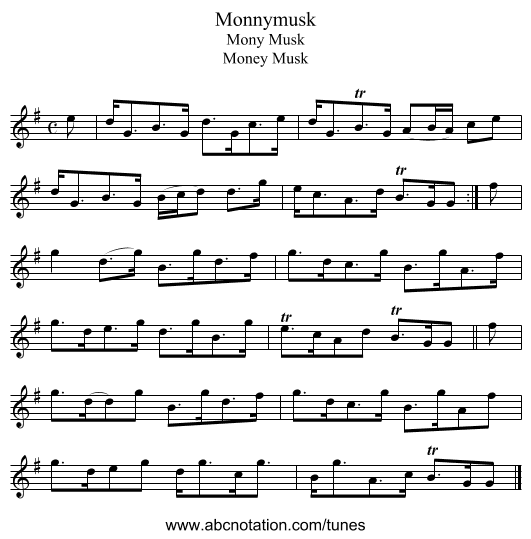 Monnymusk - staff notation