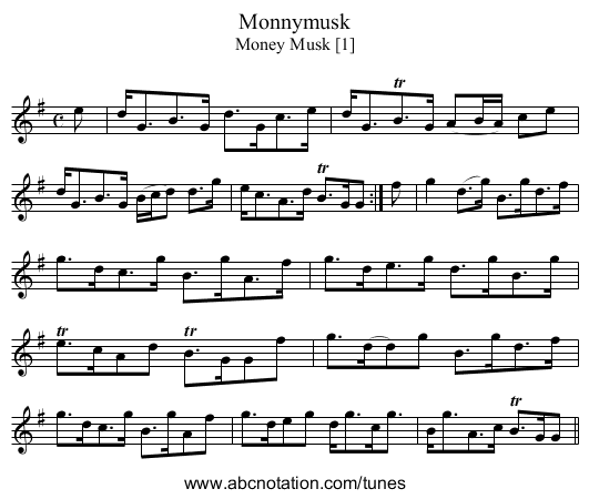 Monnymusk - staff notation