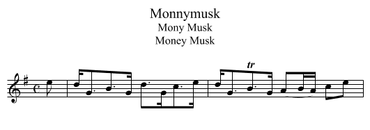 Monnymusk - staff notation
