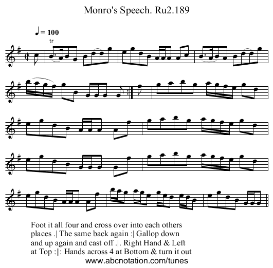 Monro's Speech. Ru2.189 - staff notation