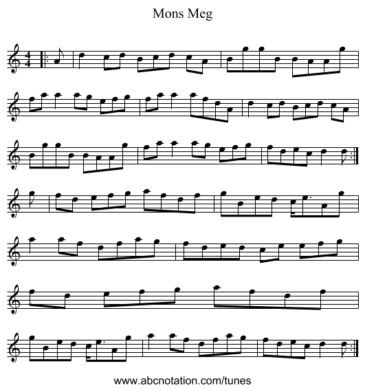 Mons Meg - staff notation
