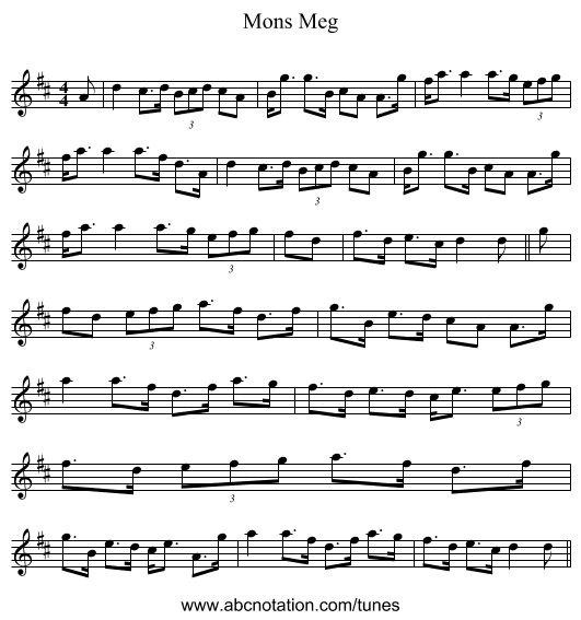Mons Meg - staff notation