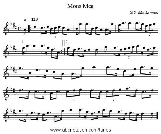 Mons Meg - staff notation
