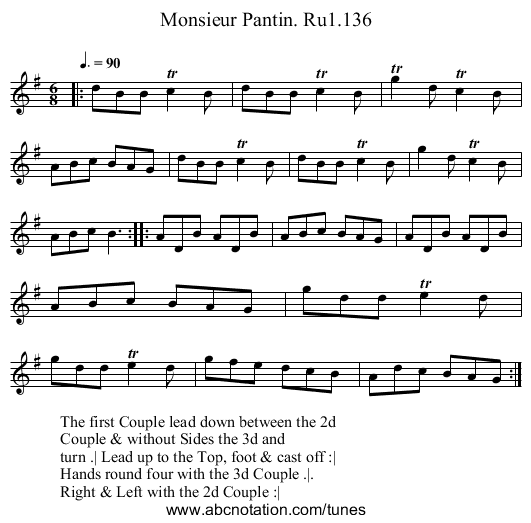 Monsieur Pantin. Ru1.136 - staff notation