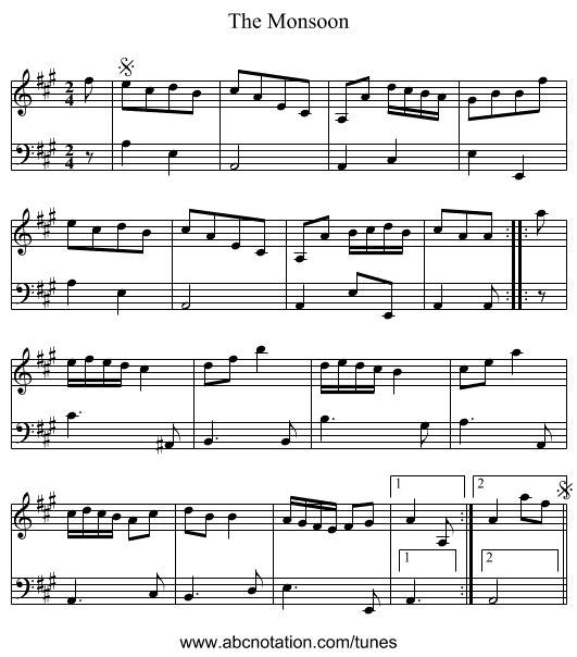Monsoon, The - staff notation