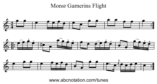 Monsr Garnerins Flight - staff notation