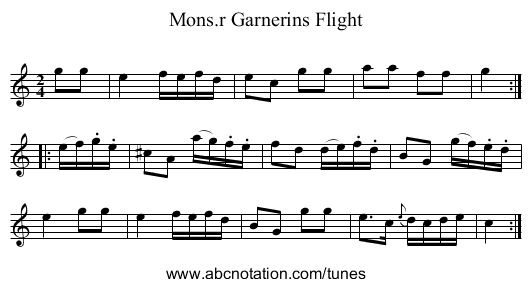 Mons.r Garnerins Flight - staff notation