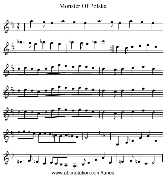 Monster Of Polska - staff notation