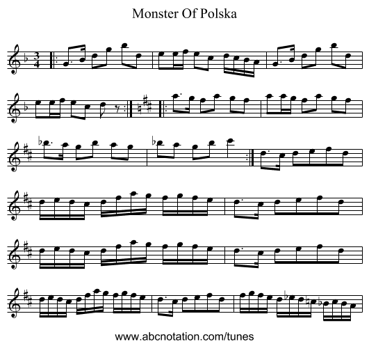 Monster Of Polska - staff notation