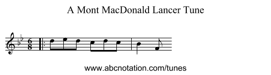 Mont MacDonald Lancer Tune, A - staff notation