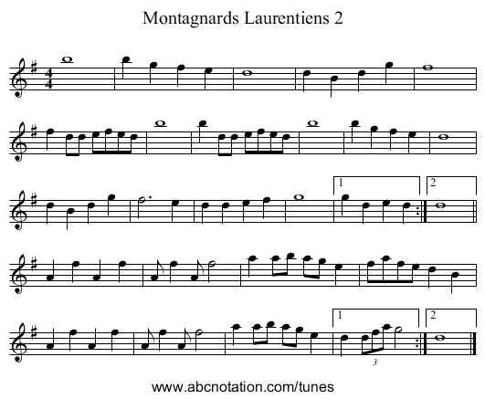 Montagnards Laurentiens 2 - staff notation