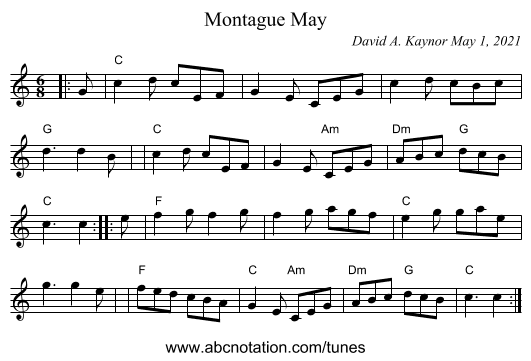 Montague May - staff notation