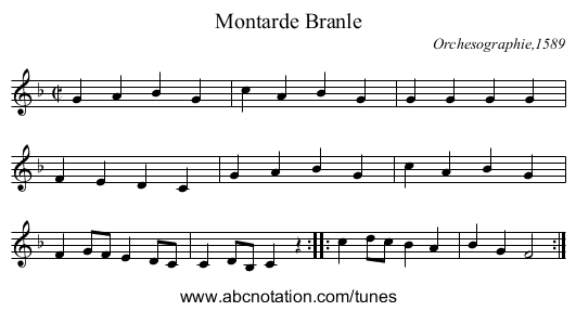 Montarde Branle - staff notation