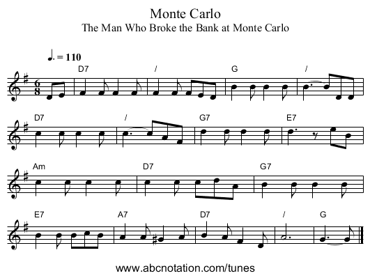 Monte Carlo - staff notation