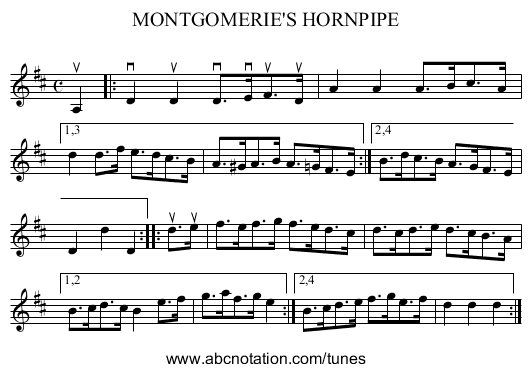 MONTGOMERIE'S HORNPIPE - staff notation