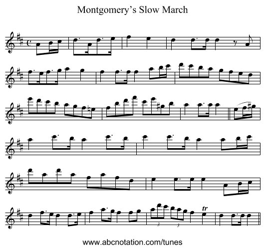 Montgomery’s Slow March - staff notation