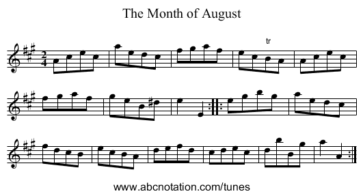 Month of August, The - staff notation