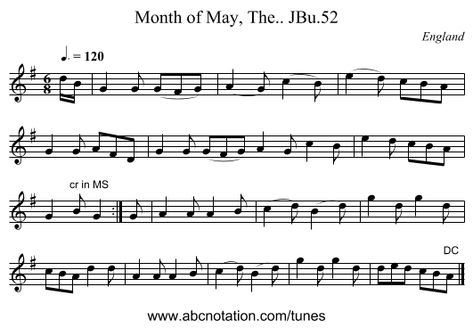 Month of May, The.. JBu.52 - staff notation