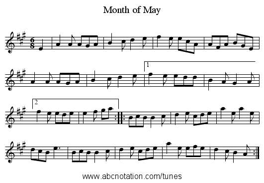 Month of May - staff notation