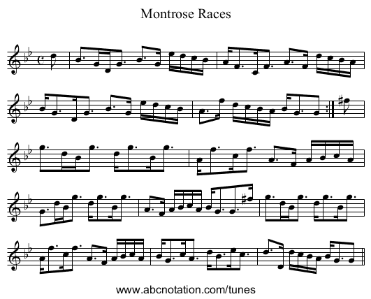 Montrose Races - staff notation