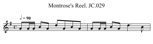 Montrose's Reel. JC.029 - staff notation