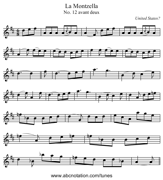Montzella, La - staff notation